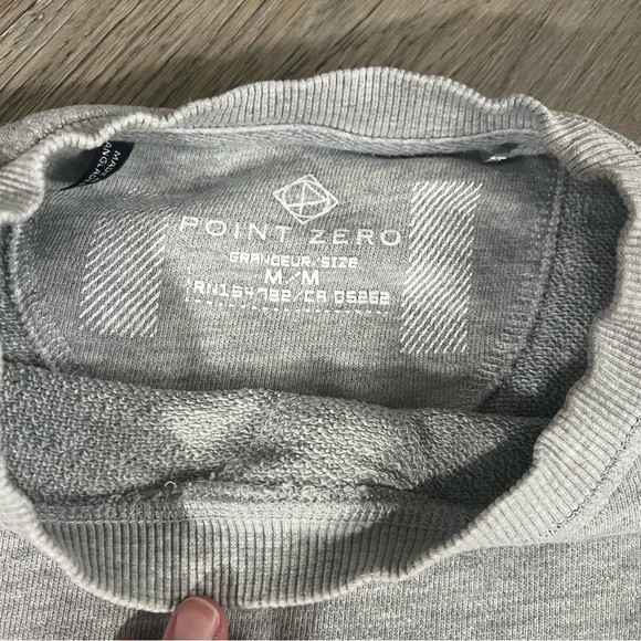 Point Zero Gray Crewneck Sweater Classic Cotton Blend - Picture 4 of 6